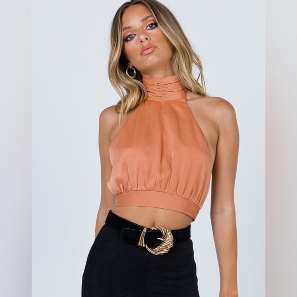 Princess Polly Paityn Orange Halter Tank Top Size 2
